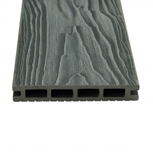 Доска террасная 145-22-4000 шовная пустотелая с тиснением 3D Ш (шлифованная) Серый (4м) Groentec ДПК фото 3