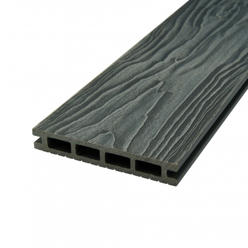 Доска террасная 145-22-4000 шовная пустотелая с тиснением 3D Ш (шлифованная) Серый (4м) Groentec ДПК